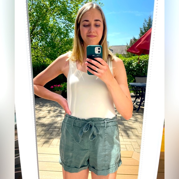 aerie Pants - Aerie Soft High-Waisted Paper Bag Shorts, Size S, Light Army Green